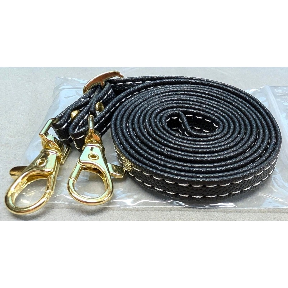 New Replacement Crossbody Purse Phone Bag Strap Black Faux Leather Gold Hardware